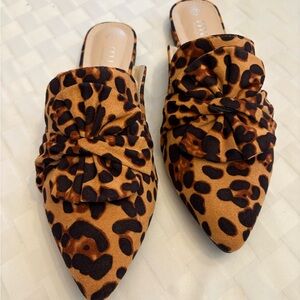 Leopard Print Bow Mules